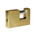 Solid brass padlock 85 mm wide x 18 mm thick, shackle 12