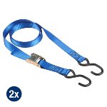 Set of 2 spring clamp tie downs 2m with S hooks - colour :