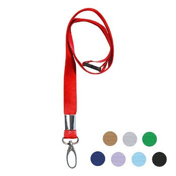 Lanyard 15 mm, with snap hook and safety clip, PU: 10 pcs., colours sorted